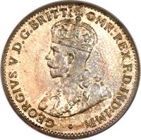 obverse of 3 Pence - George V (1913 - 1919) coin with KM# 10 from British West Africa. Inscription: GEORGIVS V D.G.BRITT: OMN:REX F.D.IND:IMP: