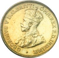 British West Africa coin 3 Pence - George V (1920 - 1936) obverse obverse of 3 Pence - George V (1920 - 1936) coin with KM# 10b from British West Africa. Inscription: · GEORGIVS V D.G.BRITT: OMN:REX F.D.IND:IMP: