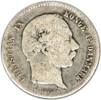 obverse of 1 Krone - Christian IX (1875 - 1898) coin with KM# 797 from Denmark. Inscription: CHRISTIAN IX KONGE AF DANMARK 1876