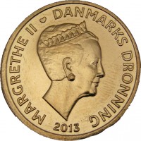 Denmark coin 20 Kroner - Margrethe II - Niels Bohr and the Bohr Model (2013) obverse obverse of 20 Kroner - Margrethe II - Niels Bohr and the Bohr Model (2013) coin with KM# 956 from Denmark. Inscription: MARGRETHE II (heart) DANMARKS DRONNING 2013