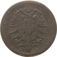 Germany coin 5 Pfennig - Wilhelm I - Small eagle (1874 - 1889) obverse obverse of 5 Pfennig - Wilhelm I - Small eagle (1874 - 1889) coin with KM# 3 from Germany. Inscription: C C