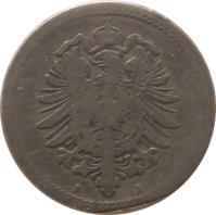 obverse of 5 Pfennig - Wilhelm I - Small eagle (1874 - 1889) coin with KM# 3 from Germany. Inscription: C C