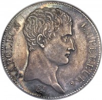obverse of 5 Francs - Napoleon I (1804 - 1805) coin with KM# 662 from France. Inscription: NAPOLEON EMPEREUR.