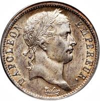 obverse of 2 Francs - Napoleon I (1809 - 1814) coin with KM# 693 from France. Inscription: NAPOLEON EMPEREUR.