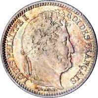 obverse of 2 Francs - Louis-Philippe (1831 - 1848) coin with KM# 743 from France. Inscription: LOUIS PHILIPPE I ROI DES FRANÇAIS