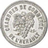 obverse of 10 Centimes - Hérault (1921 - 1924) coin from France. Inscription: CHAMBRES DE COMMERCE DE L'HERAULT