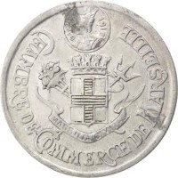 France coin 10 Centimes - Marseille (1916) obverse obverse of 10 Centimes - Marseille (1916) coin from France. Inscription: GALLIA 1916 MASSILIA CIVITAS CHAMBRE DE COMMERCE DE MARSEILLE