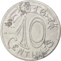 France coin 10 Centimes - Marseille (1916) reverse reverse of 10 Centimes - Marseille (1916) coin from France. Inscription: 1916 10 CENTIMES