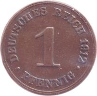 reverse of 1 Pfennig - Wilhelm II - Large eagle (1890 - 1916) coin with KM# 10 from Germany. Inscription: DEUTSCHES REICH 1900 1 · PFENNIG ·