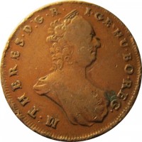 obverse of 1 Poltura - Maria Theresa (1763 - 1766) coin with KM# 377 from Hungary. Inscription: M.THERES.D.G.R. I.GE.HU.BO.REG.