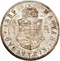reverse of 1 Forint - Franz Joseph I (1882 - 1890) coin with KM# 469 from Hungary. Inscription: 1 Ft · MAGYAR · KIRÁLYSÁG · 1883