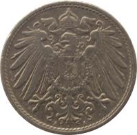 obverse of 10 Pfennig - Wilhelm II - Large eagle (1890 - 1916) coin with KM# 12 from Germany. Inscription: A A