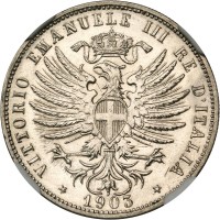 obverse of 25 Centesimi - Vittorio Emanuele III (1902 - 1903) coin with KM# 36 from Italy. Inscription: VITTORIO EMANUELE III RE D'ITALIA 1903