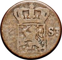 Netherlands East Indies coin 1/2 Stuiver - Willem I - Surabaya; NEDERL INDIE (1821 - 1826) obverse obverse of 1/2 Stuiver - Willem I - Surabaya; NEDERL INDIE (1821 - 1826) coin with KM# 285 from Netherlands East Indies. Inscription: 1/2 ST.