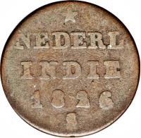reverse of 1/2 Stuiver - Willem I - Surabaya; NEDERL INDIE (1821 - 1826) coin with KM# 285 from Netherlands East Indies. Inscription: NEDERL INDIE 1826