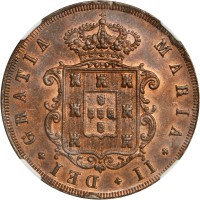 Portugal coin 20 Réis - Maria II (1847 - 1853) obverse obverse of 20 Réis - Maria II (1847 - 1853) coin with KM# 482 from Portugal. Inscription: MARIA + II + DEI + GRATIA