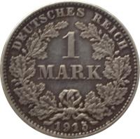 reverse of 1 Mark - Wilhelm II - Large eagle (1891 - 1916) coin with KM# 14 from Germany. Inscription: DEUTSCHES REICH 1 MARK 1896