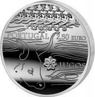 reverse of 2.5 Euro - The Yokes (2014) coin with KM# 843 from Portugal. Inscription: PORTUGAL 2,50 EURO JUGOS INCM - BAIBA SIME