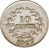 Sarawak coin 10 Cents - Charles Vyner Brooke (1920 - 1934) reverse reverse of 10 Cents - Charles Vyner Brooke (1920 - 1934) coin with KM# 16 from Sarawak. Inscription: 10 CENTS 1934