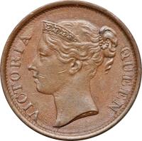 Straits Settlements coin 1/2 Cent - Victoria (1845) obverse obverse of 1/2 Cent - Victoria (1845) coin with KM# 2 from Straits Settlements. Inscription: VICTORIA QUEEN