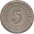 reverse of 5 Cents - George V (1920) coin with KM# 34 from Straits Settlements. Inscription: STRAITS SETTLEMENTS 5 -FIVE CENTS 1920-