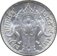 reverse of 1 Baht - Rama VI (1913 - 1918) coin with Y# 45 from Thailand.