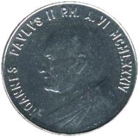 obverse of 100 Lire - John Paul II - Year of Peace (1984) coin with KM# 180 from Vatican City. Inscription: IOANNES PAVLVS II P.M. A.VII MCMLXXXIV