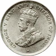 Ceylon coin 25 Cents - George V (1911 - 1917) obverse obverse of 25 Cents - George V (1911 - 1917) coin with KM# 105 from Ceylon. Inscription: GEORGE V KING AND EMPEROR OF INDIA · B.M