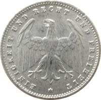 Germany coin 200 Mark (1923) obverse obverse of 200 Mark (1923) coin with KM# 35 from Germany. Inscription: EINIGKEIT UND RECHT UND FREIHEIT *