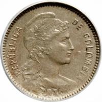 obverse of 1 Peso - Papel Moneda (1907 - 1916) coin with KM# A279 from Colombia. Inscription: REPUBLICA DE COLOMBIA