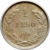 Colombia coin 1 Peso - Papel Moneda (1907 - 1916) reverse reverse of 1 Peso - Papel Moneda (1907 - 1916) coin with KM# A279 from Colombia. Inscription: 1 PESO p/m