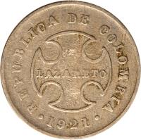 Colombia coin 10 Centavos - Leprosarium Coinage (1921) obverse obverse of 10 Centavos - Leprosarium Coinage (1921) coin with KM# L12 from Colombia.