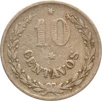 Colombia coin 10 Centavos - Leprosarium Coinage (1921) reverse reverse of 10 Centavos - Leprosarium Coinage (1921) coin with KM# L12 from Colombia. Inscription: 10 CENTAVOS RH