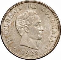 Colombia coin 50 Centavos (1916 - 1934) obverse obverse of 50 Centavos (1916 - 1934) coin with KM# 274 from Colombia.