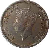 obverse of 10 Cents - George VI (1948 - 1950) coin with KM# 8 from Malaya. Inscription: KING GEORGE THE SIXTH