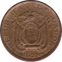 Ecuador coin 1 Centavo (1928) obverse obverse of 1 Centavo (1928) coin with KM# 67 from Ecuador. Inscription: REPUBLICA DEL ECUADOR 1928