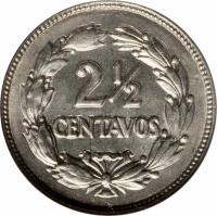 reverse of 2 1/2 Centavos (1928) coin with KM# 68 from Ecuador. Inscription: 2½ CENTAVOS