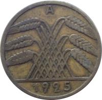 Germany coin 10 Reichspfennig (1924 - 1936) obverse obverse of 10 Reichspfennig (1924 - 1936) coin with KM# 40 from Germany. Inscription: J 1924