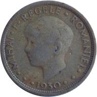 obverse of 5 Lei - Mihai I (1930) coin with KM# 48 from Romania. Inscription: MIHAI I REGELE ROMANIEI 1930