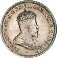 obverse of 1 Florin - Edward VII (1910) coin with KM# 21 from Australia. Inscription: EDWARDVS VII D:G: BRITT: OMN:REX F: D:IND: IMP: ·