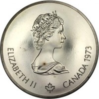 Canada coin 10 Dollars - Elizabeth II - Montreal Skyline (1973) obverse obverse of 10 Dollars - Elizabeth II - Montreal Skyline (1973) coin with KM# 87 from Canada. Inscription: ELIZABETH II CANADA 1973