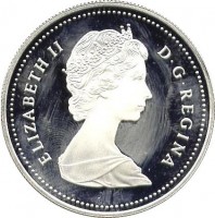 Canada coin 1 Dollar - Elizabeth II - Vancouver (1986) obverse obverse of 1 Dollar - Elizabeth II - Vancouver (1986) coin with KM# 149 from Canada. Inscription: ELIZABETH II D · G · REGINA