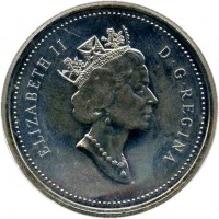 obverse of 1 Dollar - Elizabeth II - Stanley Cup (1993) coin with KM# 235 from Canada. Inscription: ELIZABETH II D · G · REGINA