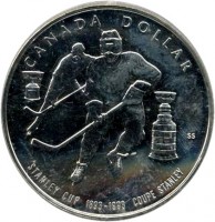 Canada coin 1 Dollar - Elizabeth II - Stanley Cup (1993) reverse reverse of 1 Dollar - Elizabeth II - Stanley Cup (1993) coin with KM# 235 from Canada. Inscription: CANADA DOLLAR SS STANLEY CUP 1893-1993 COUPE STANLEY