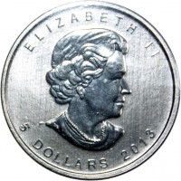 obverse of 5 Dollars - Elizabeth II - Pronghorn Antelope (2013) coin with KM# 1297 from Canada. Inscription: ELIZABETH II SB 5 DOLLARS 2013