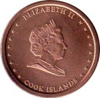 Cook Islands coin 5 Cents - Elizabeth II - 4'th Portrait (2010) obverse obverse of 5 Cents - Elizabeth II - 4'th Portrait (2010) coin with KM# 758 from Cook Islands. Inscription: ELIZABETH II COOK ISLANDS