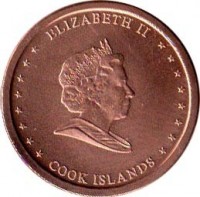 obverse of 5 Cents - Elizabeth II - 4'th Portrait (2010) coin with KM# 758 from Cook Islands. Inscription: ELIZABETH II COOK ISLANDS