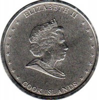 obverse of 10 Cents - Elizabeth II - 4'th Portrait (2010) coin with KM# 759 from Cook Islands. Inscription: ELIZABETH II COOK ISLANDS