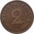 reverse of 2 Reichspfennig (1936 - 1940) coin with KM# 90 from Germany. Inscription: 2 Reichspfennig G