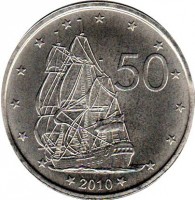 reverse of 50 Cents - Elizabeth II - 4'th Portrait (2010) coin with KM# 761 from Cook Islands. Inscription: 50 2010